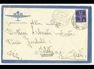 Italien, Milit. Post Albanien 1941, Luftpost Brief m. 1 Lire.