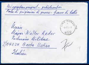 Österreich 1969, später KGF POW Brief v. Linz an Major Reder, Gaeta Italien