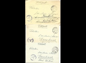 Feldpost WK II 1943, 3 Brief v. Glückstadt n. Innsbruck, Österreich 