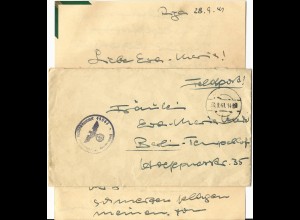 Feldpost WK II 1941, FP Brief m. Inhalt v. Riga Lettland u. stummem Stpl.
