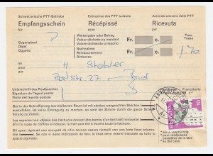 Schweiz 1975, 10 C. auf Recepisse f. Nachnahme Sendung innerhalb BIEL