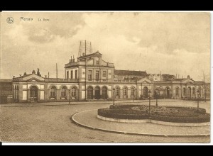 Belgien, Renaix Ronse Bahnhof, 1927 gebr. sw-AK. Sonderstpl. Textiel Centrum