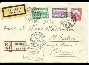 Ungarn - Schweiz 1927, Erstflug Brief Budapest-Zürich. (SLH 200.-SFr.)