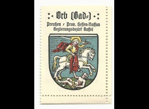 Bad Orb, Stadtwappen m. St. Martin zu Pferd, schöne Sammel Farb-Vignette