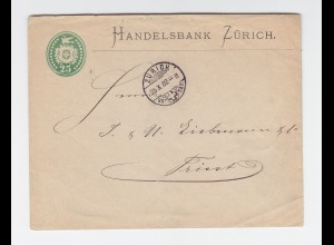 Schweiz 1882, 25 C. Ganzsache Brief d. Handelsbank Zürich n. Triest Österreich.