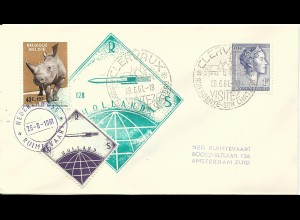 NL 1961, gez. Raketenpost Marke auf Brief m. Belgien/Luxemburg Frankatur