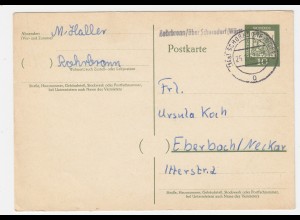 BRD 1962, Landpost Stpl. Rohrbronn / über Schorndorf auf 10 Pf. Ganzsache