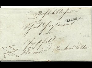 Württemberg 1835, L1 ILLINGEN auf franco Brief n. Jagstfeld.