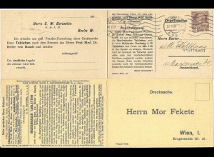 Österreich 1909, gebr. 3 H. Privat Ganzsache Doppelkarte Marienbader Tabletten