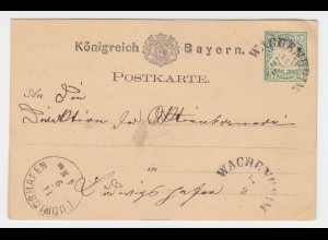 Bayern 1876, HKS Wachenheim auf Ganzsache n. Ludwigshafen. #2304