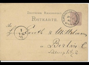 DR 1880, Klaucke Nr.33 Burg Reg.Bez Magdeburg auf 5 Pf. Ganzsache. Frühes Datum!