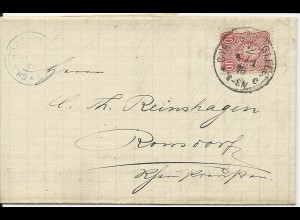 DR 1876, Klaucke Nr.148 STRASSBURG I.ELS.c auf Brief m 10 Pfge. 