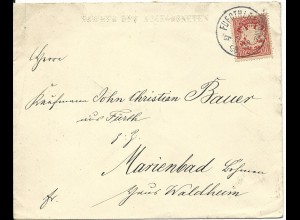 Bayern 1898, 10 Pf. auf geprägtem Brief KAMMER DER ABGEORDNETEN v. Fürth