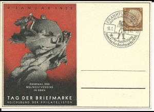 DR PP122-C75/02, Privat Ganzsache Tag der Briefmarke m. Abb. UPU Denkmal