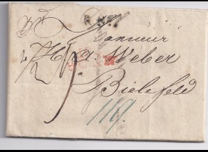 Preussen 1811, Düsseldorf, Falt Brief m. rot "102 Bonn" u. RNo1n. Bielefeld.#30