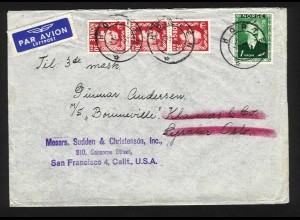 Norwegen 1951, Seemanns Nachsende Luftpost Brief v. Horten n. USA. #2520
