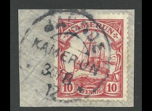 Kamerun 22, 10 Pf. auf Briefstück m. Stpl. JAUNDE