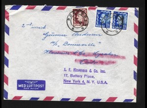 Norwegen 1952, Seemanns Nachsende Luftpost Brief v. Porsgrund n. USA. #1239