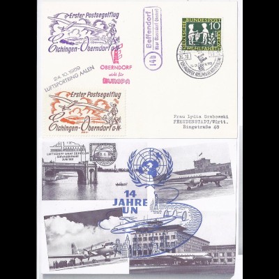 BRD 1959, Segelflug Post, Karte m. LP-Stpl. Beffendorf ü. Oberndorf. Aalen #1371
