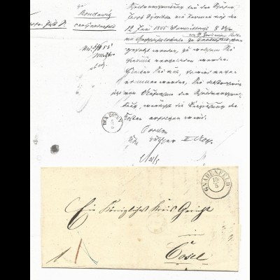 Preussen 1855, DEM BOTEN, Fingerhut Stpl. m. Datum in Brief v. K2 GNADENFELD