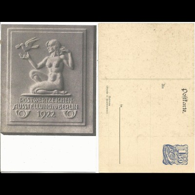 DR PP54 C2, ungebr. Privat Ganzsache Postwertzeichen Ausstellung Berlin 1922