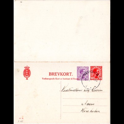 Dänemark P 185, 10+15 öre Doppelkarte m. Stpl. HORSHOLM