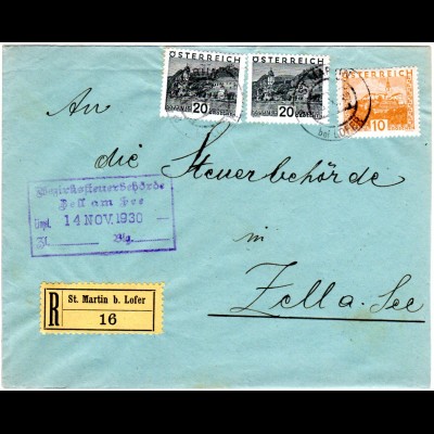 Österreich, 10+2x20 Gr. auf Einschreiben Brief v. St. Martin b. Lofer (Salzburg)