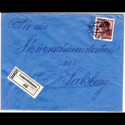 Österreich 1935, EF 64 Gr. auf Einschreiben Brief v. LAMPRECHTSHAUSEN