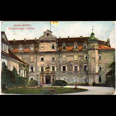 Baden-Baden, Grossherzogl. Schloss, ungebr. Präge Farb-AK