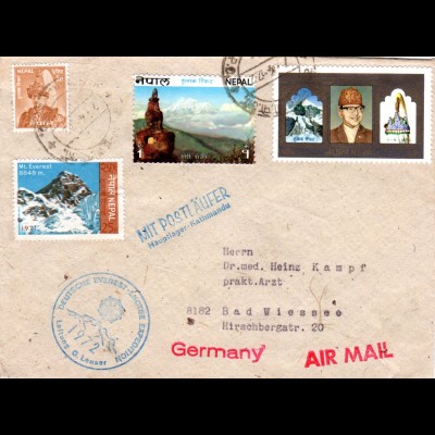 Nepal 1972, Deutsche Everest Lhotse Expedition, Brief m. Postläufer