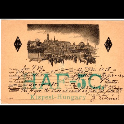 Ungarn, Kispest, 1931 gebr. Radio-Funk Karte 