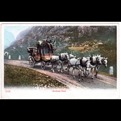 Schweiz, Grimsel-Post Pferdekutsche, ungebr. Farb-AK