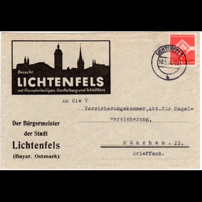 DR 1935, 12 Pf. auf illustriertem Bürgermeister Brief v. LICHTENFELS