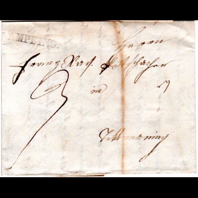 Bayern 1832, L1 AMPFING auf Porto Brief aus Kraiburg 