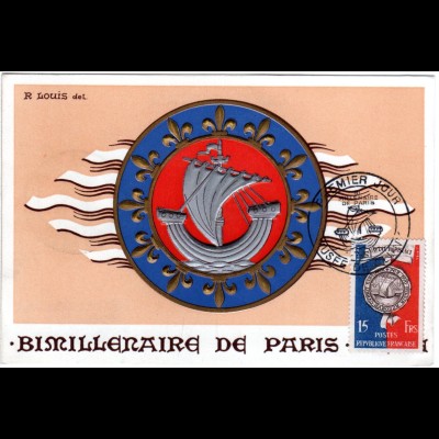 Frankreich 1951, 2000 J. Paris, Präge-Maximumkarte m. Ersttagsstpl.