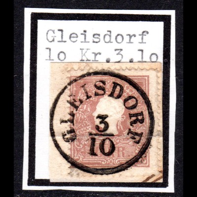 Österreich, 10 Kr. auf schönem Briefstück m. Steiermark-K1 GLEISDORF