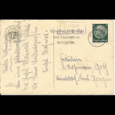 DR 1941, Landpost Stpl. Poststelle Konstanz Egg auf Karte m. 6 Pf. #906