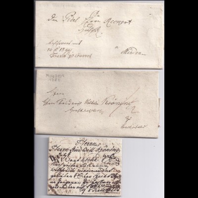 Preussen 1767/81, Minden, Warendorf, Schildesche, 3 frühe kpl. Brief m. Inh.#597