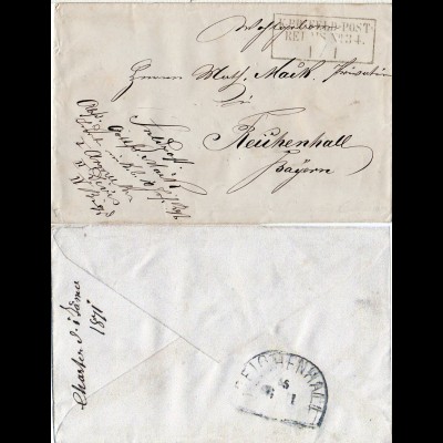 DR Bayern 1871, R3 K.PR.FELD-POST RELAIS No. 34 auf kl. Feldpost Brief n. Bayern