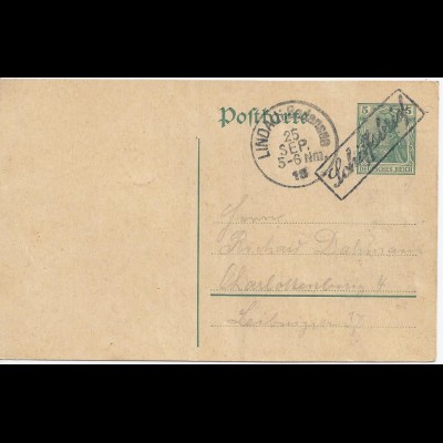 DR 1913, Bodensee Schiffspost Ganzsache m. R1 Schiffsbrief u. K1 Lindau. #1076