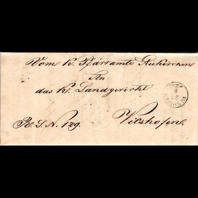 Bayern 1870, Zier-K1 Vilshofen auf Brief v. Aukirchen n. Vilshofen.