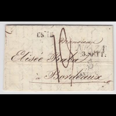 Italien Sardinien Frankreich 1831, L2 Nizza Porto Brief m. Italie p Antibes.#428