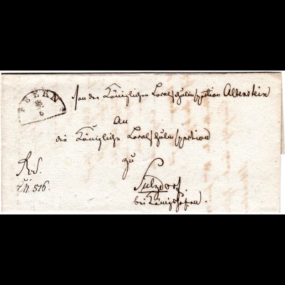Bayern 1855, HKS EBERN auf Brief v. Altenstein n. Sulzdorf b. Königshofen