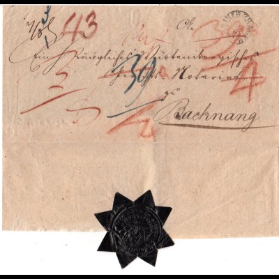 Preussen, K1 MEINERZHAGEN auf Porto Brief n. Württemberg