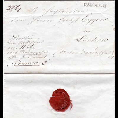 Hannover 1843, L1 ELBINGERODE auf Franco Paket Brief v. d. Elender Eisenhütte 