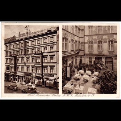 Berlin, Hotel Alexandra m. Oldtimern, 1938 n. Schweden gebr. sw-AK