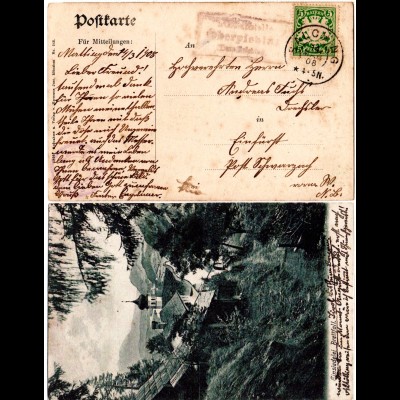 Bayern 1908, Posthilfstelle OBERPIEBING Taxe Salching auf Brettfall sw-AK 