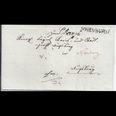 Bayern 1825, "v. NEUBURG", L1 u. handschriftl. auf "Charge" Brief. #195