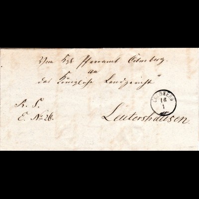 Bayern 1871, Zier-K1 Colmberg sauber auf Brief n. Leutershausen. 