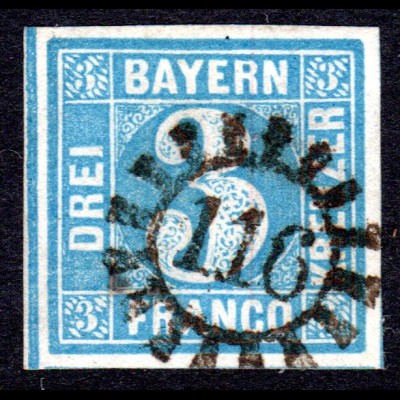 Bayern 2 Pl. 2, alls. breitrandige 3 Kr. m. klarem MR 116 GÜNZBURG